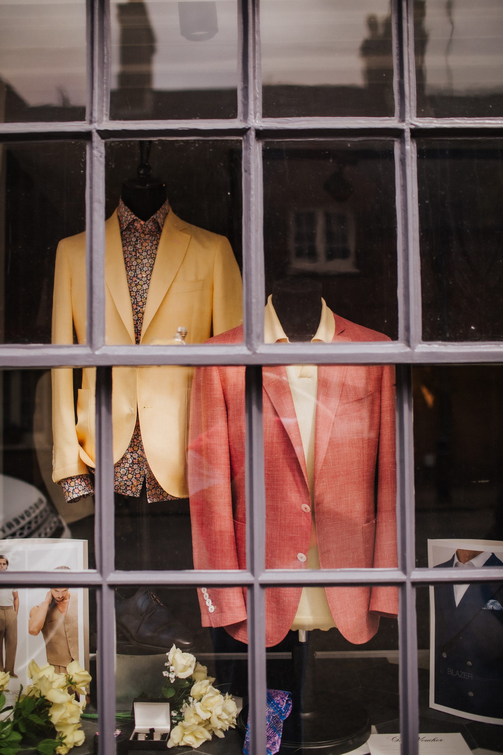 Smart casual jackets in the Souster & Hicks shop window