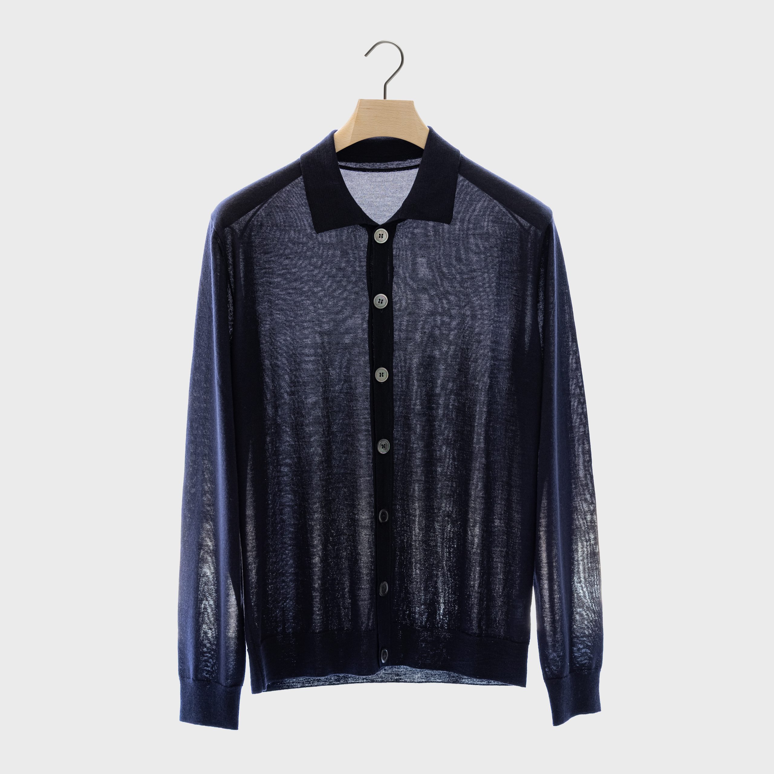 Navy lightweight knitted shirt by Souster & Hicks