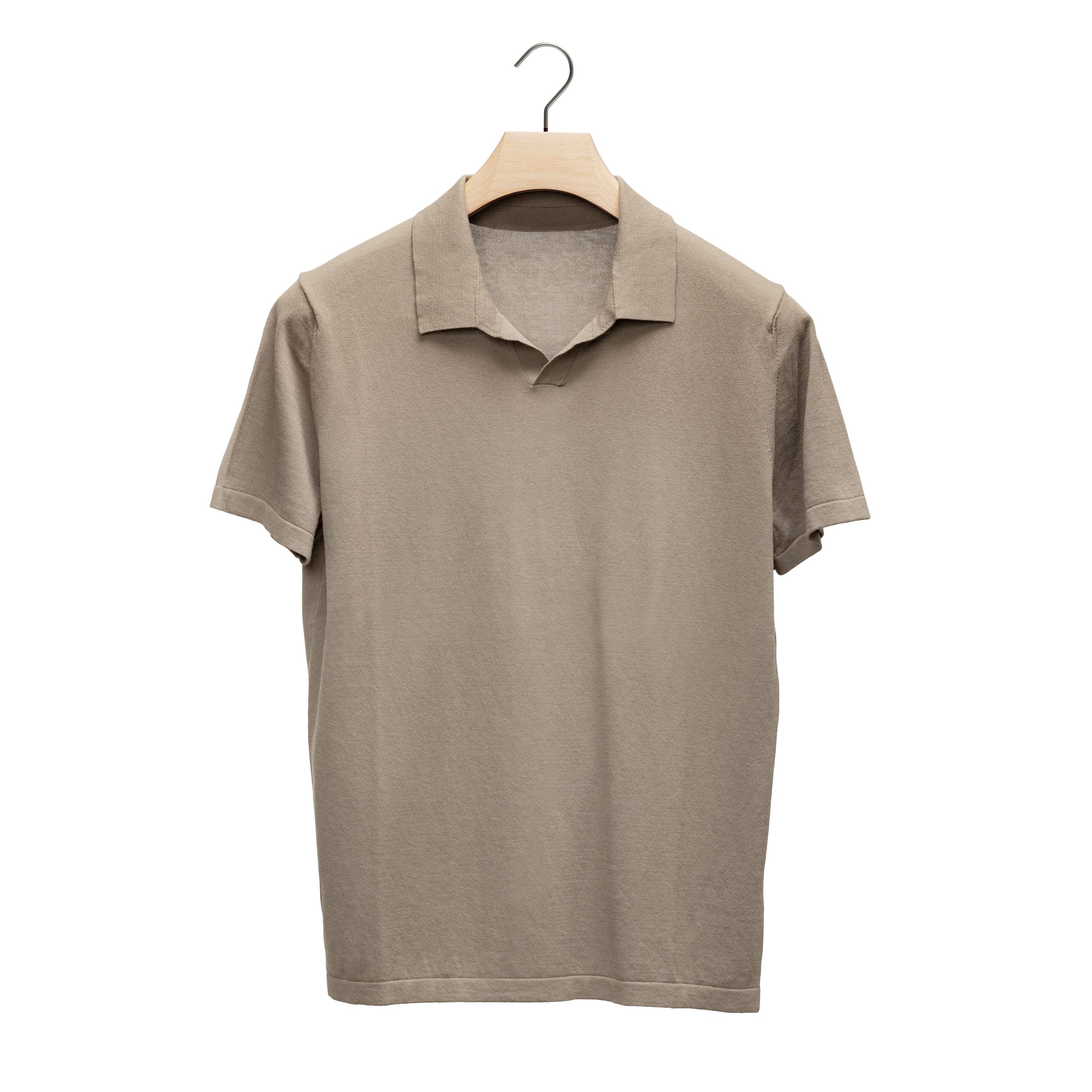 Taupe open-collar polo shirt by Souster & Hicks